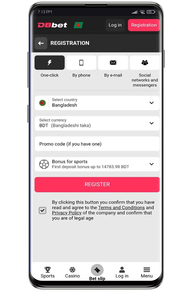 Creating an Account DBbet